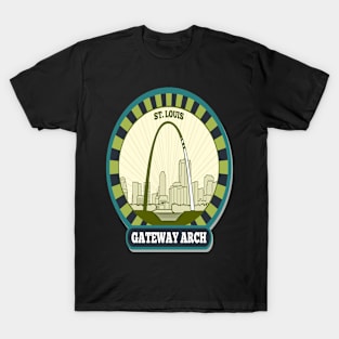 St. Louis- Gateway Arch Retro-Vintage Patch T-Shirt